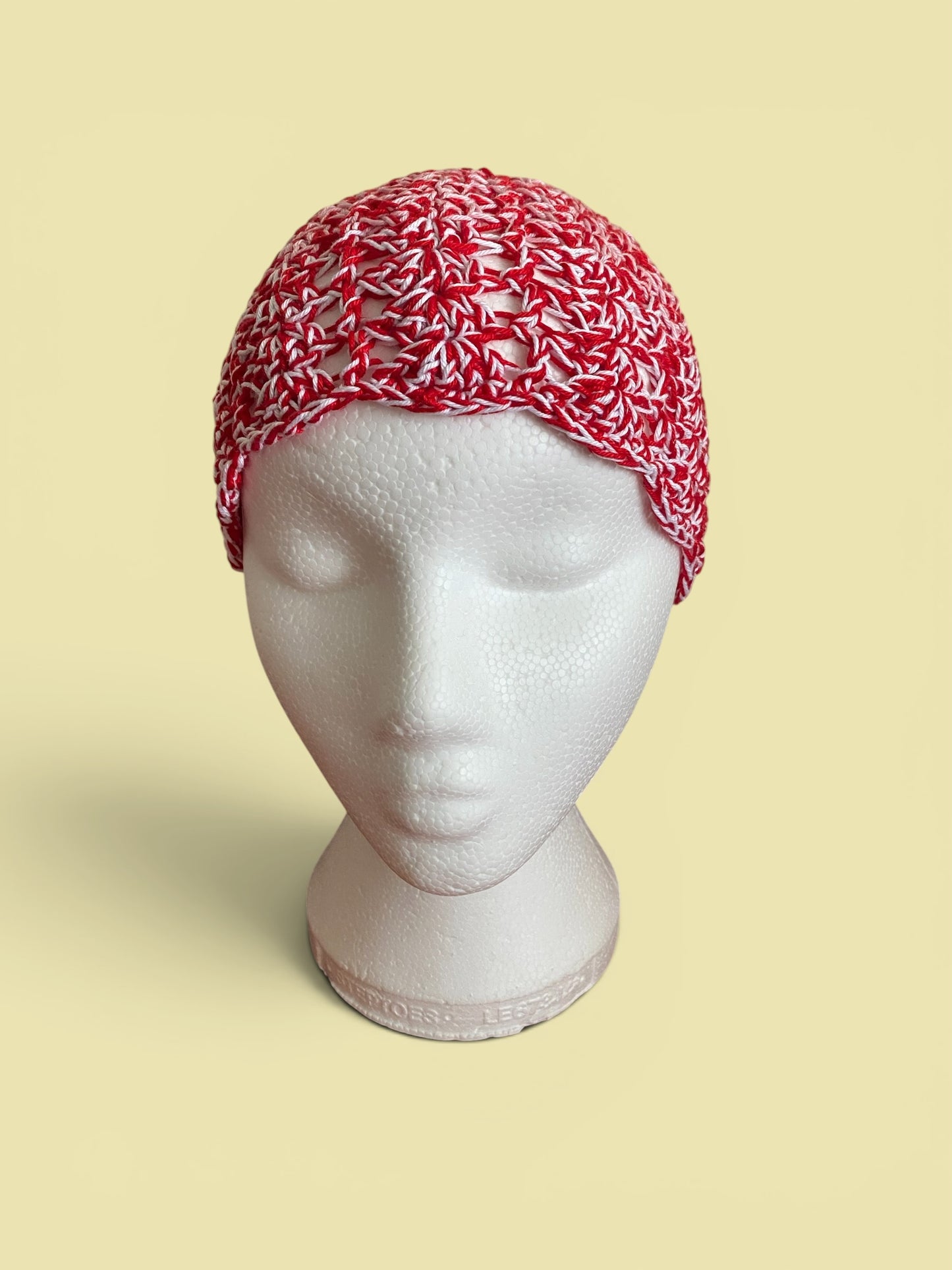 Handmade Crochet Skull Cap | Summer Mesh Beanie | Duo-Tone Festival Party Hat
