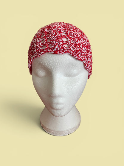 Handmade Crochet Skull Cap | Summer Mesh Beanie | Duo-Tone Festival Party Hat