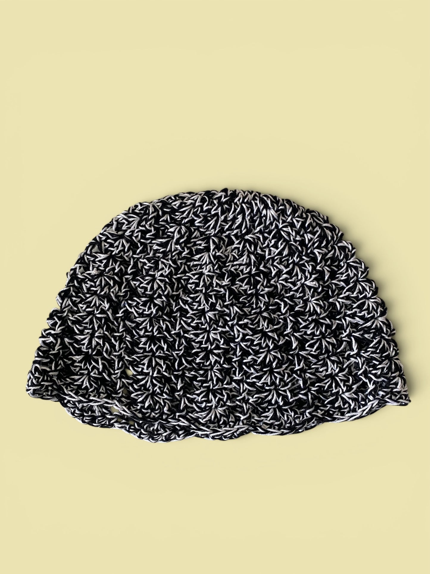 Handmade Crochet Skull Cap | Summer Mesh Beanie | Duo-Tone Festival Party Hat