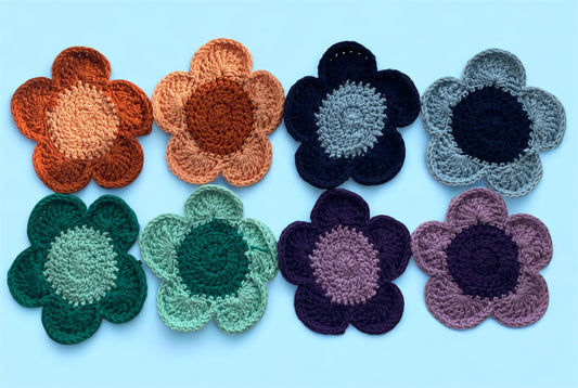 Handmade Crochet Flower Coasters | Colorful Boho Table Decor | Eco-Friendly Gift Idea for Home & Coffee Lovers | Set of 2 Mug Rugs