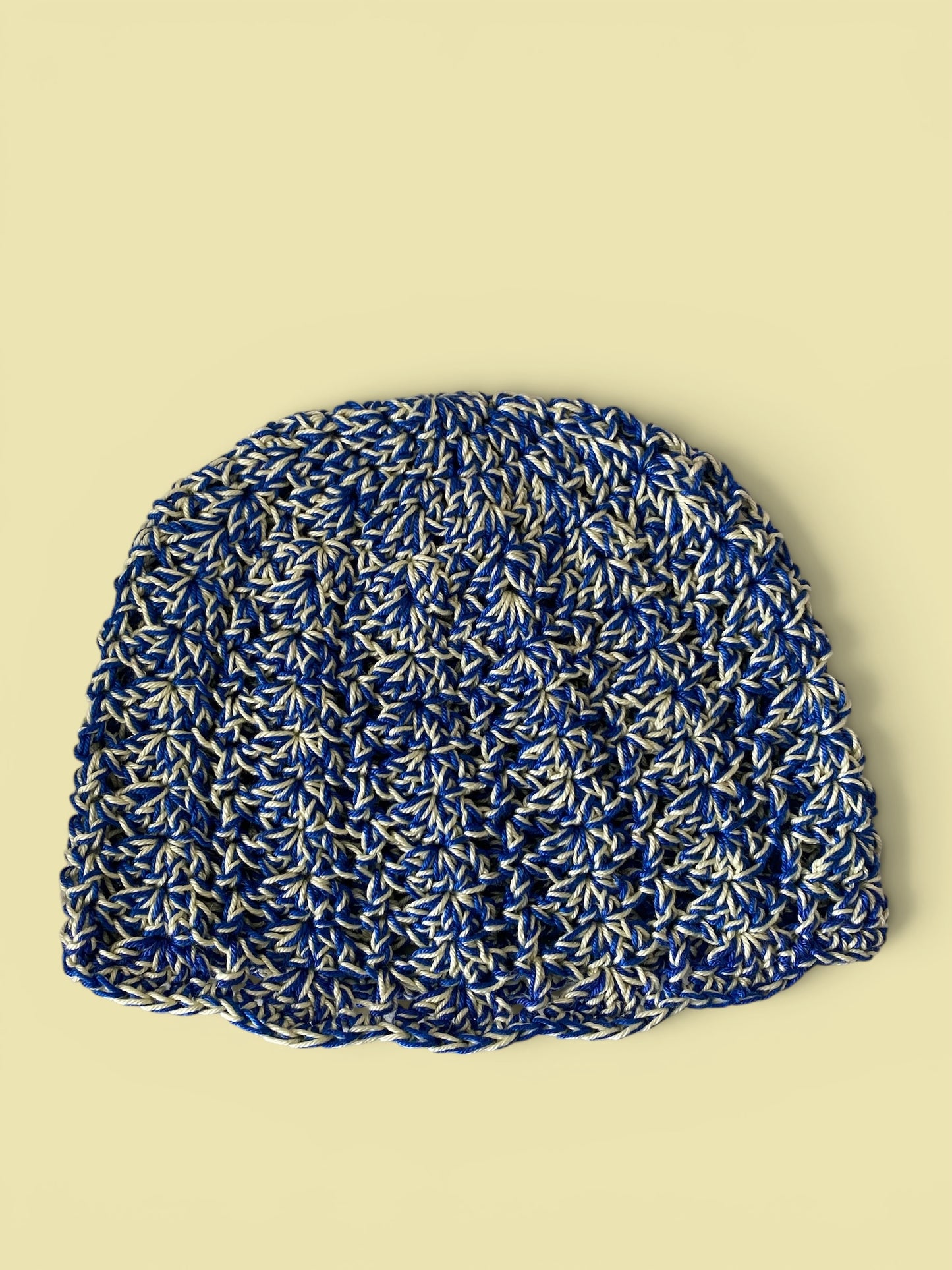Handmade Crochet Skull Cap | Summer Mesh Beanie | Duo-Tone Festival Party Hat