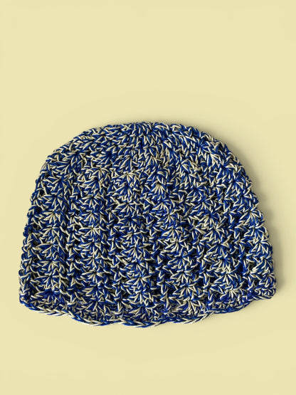 Handmade Crochet Skull Cap | Summer Mesh Beanie | Duo-Tone Festival Party Hat