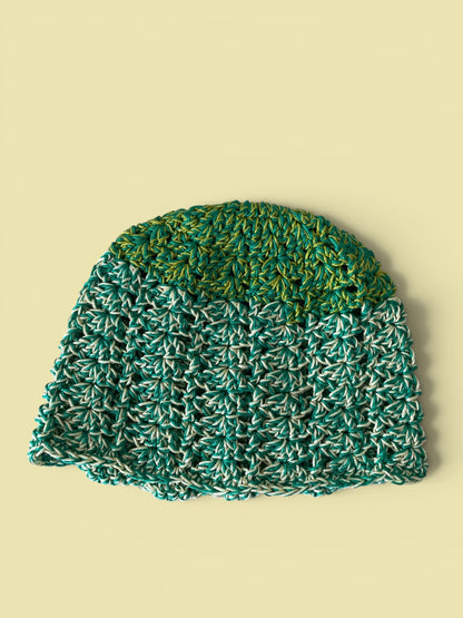 Handmade Crochet Skull Cap | Summer Mesh Beanie | Duo-Tone Festival Party Hat