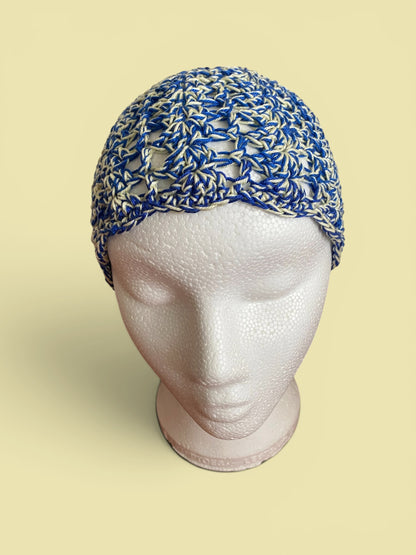 Handmade Crochet Skull Cap | Summer Mesh Beanie | Duo-Tone Festival Party Hat