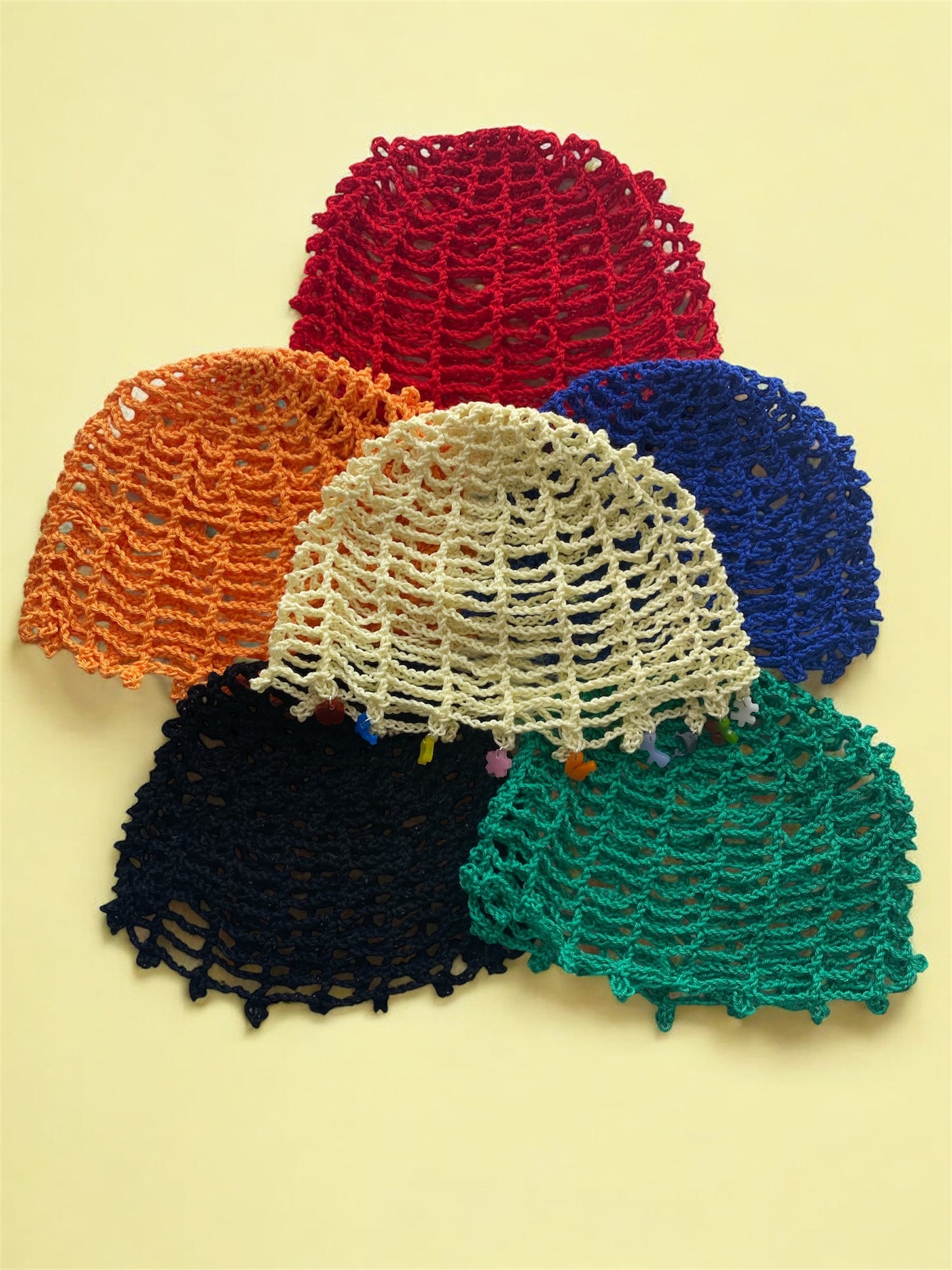 Handmade Crochet Mesh Hats | Colorful Lightweight Skull Beanies | Summer Lace Hair Cover | Festival Cap | Protective Style Accessory