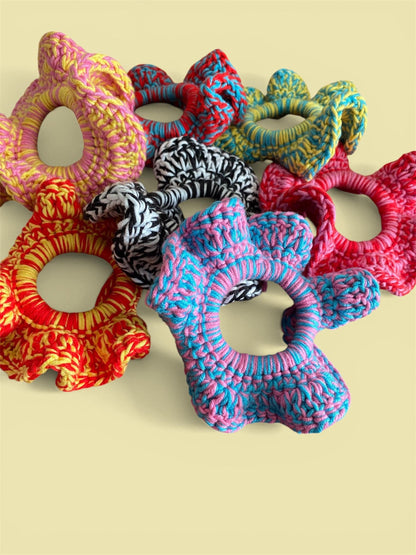 Handmade Duo-Tone Crochet Ruffle Scrunchies