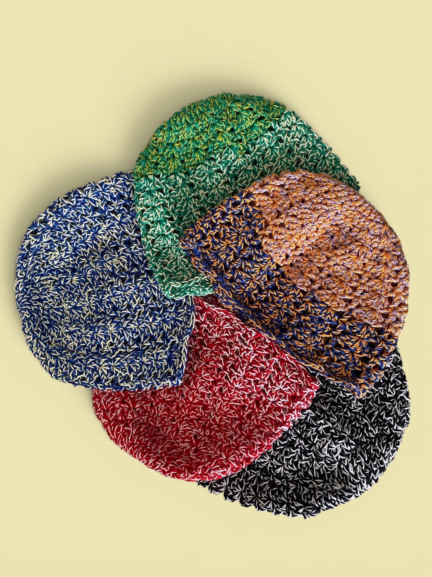 Handmade Crochet Skull Cap | Summer Mesh Beanie | Duo-Tone Festival Party Hat
