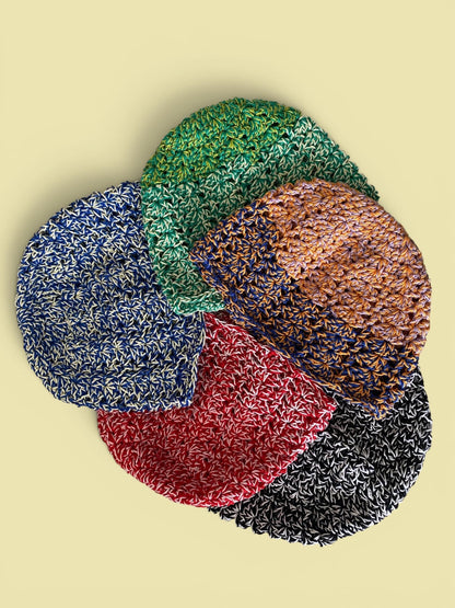 Handmade Crochet Skull Cap | Summer Mesh Beanie | Duo-Tone Festival Party Hat