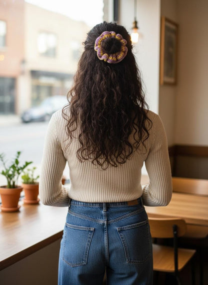 Handmade Stripes Crochet Scrunchies