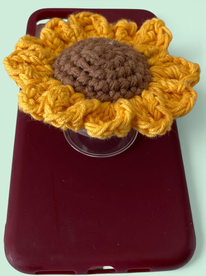 Handmade Sunflower Phone Grip | Crochet Tech Accessories